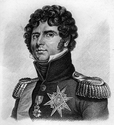 portrett Charles Jean - Baptiste Bernadotte (1763-1844), marskalk av Frankrike, kong Charles XIV av Sverige og Norge.I "Portretter av de franske generalene"". Gravert av Ambroise Tardieu i 1818. Stella Collection av Ambroise Tardieu