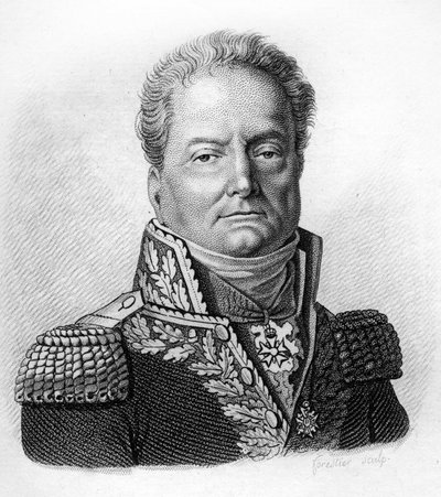 portrait of Pierre Margaron (1765-1824) was a French general during the Revolution and the Empires.- in “Portraits des generaux francais en suite les victoires et conquetes des Francais””. Grave by Ambroise Tardieu in 1818. Stella Collection. av Ambroise Tardieu