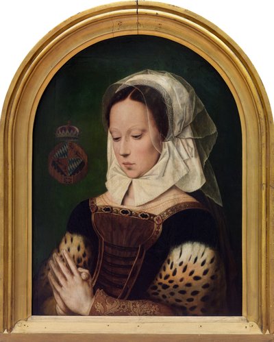 Woman at Prayers (olje på panel) av Ambrosius (after) Benson