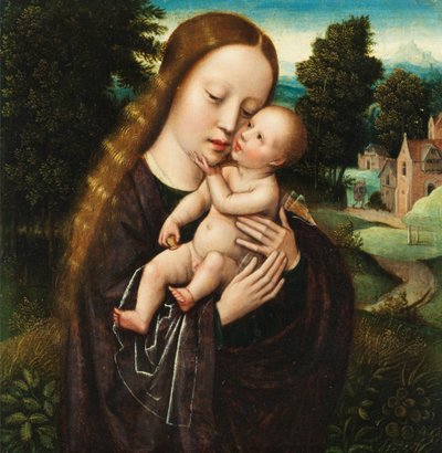 Ambrosius Benson Maria med barnet i et landskap av Ambrosius Benson