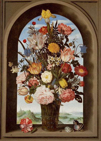 Blomsterstilleben med tulipaner (olje på tre) av Ambrosius II Bosschaert