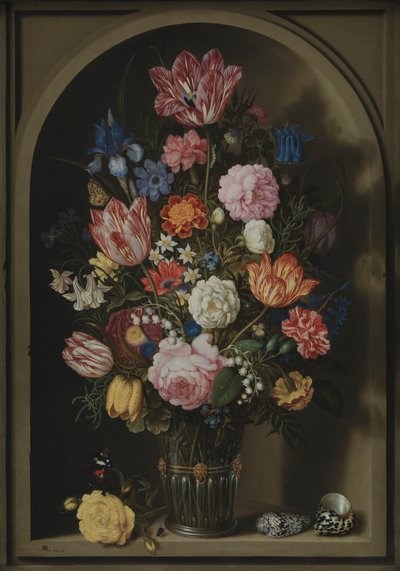Bukett med blomster i en steinnisje av Ambrosius the Elder Bosschaert