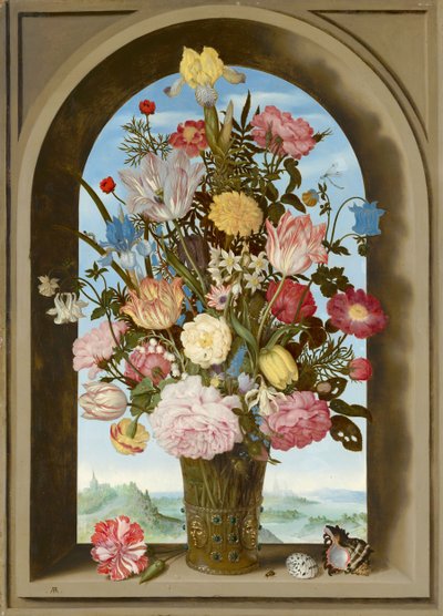 Vase med blomster i et vindu, ca. 1618 av Ambrosius the Elder Bosschaert