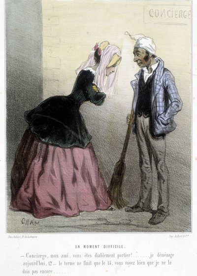 Un moment difficile (le rent) - i "" Madeleines"" av Cham, v.1870-1880 av Amédée de Noé