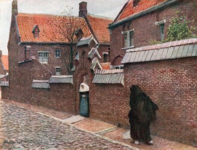 Beguinage de Mont St Amand, Gent (farge litho) av Amedee (after) Forestier