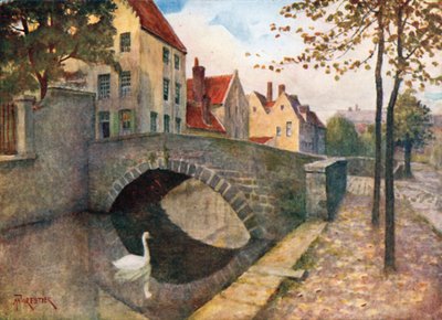 Quai des Marbriers, Brugge (farge litho) av Amedee (after) Forestier