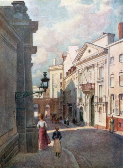 Rue de Namur, Brussel (farge litho) av Amedee (after) Forestier