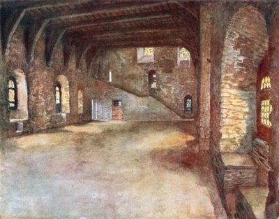 Bankettsalen, Chateau des Comtes, Gent (farge litho) av Amedee (after) Forestier