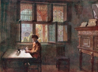 Musée Plantin-Moretus (Arriere Boutique), Antwerpen (fargelitografi) av Amedee (after) Forestier