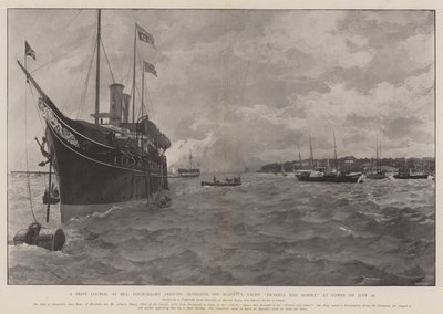 Et privat råd til sjøs, rådmenn ankom sammen med Hans Majestets Yacht Victoria og Albert ved Cowes 26. juli av Amedee Forestier