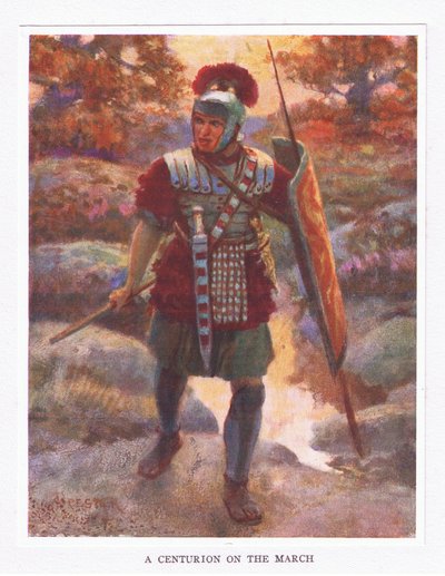 En centurion på marsj, illustrasjon fra The Roman Soldier, 1928 av Amedee Forestier