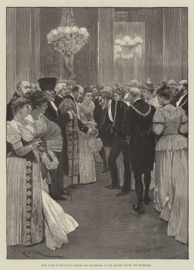 Ball gitt til provinsordførere og ordførerinner i Mansion House, resepsjonen av Amedee Forestier
