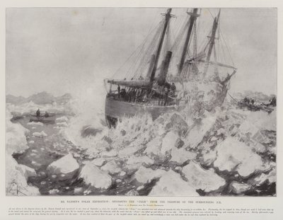 Dr Nansen Polar Expedition, frigjør rammen fra trykket fra den omgivende isen av Amedee Forestier