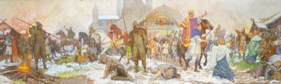Episode ved kroningen av William I, London, juledag, 1066, tidlig på 1900-tallet av Amedee Forestier