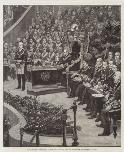 Grand Masonic Gathering i Royal Albert Hall til ære for dronningens jubileum av Amedee Forestier