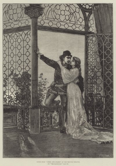 Scene fra Romeo og Julie, på Lyceum Theatre av Amedee Forestier