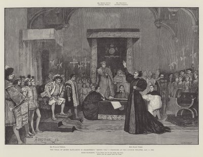 Rettssaken mot dronning Katharine i Shaksperes Henry VIII, produsert på Lyceum Theatre, 5. januar 1892 av Amedee Forestier