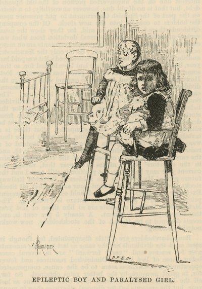 West End Hospital for Paralysis and Epilepsy, Welbeck Street, London: Epileptisk gutt og lammet jente av Amedee Forestier