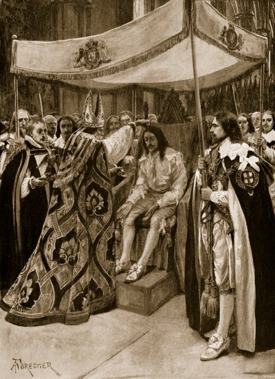 Salvelsen av Charles I av George Abbot, erkebiskop av Canterbury, i Westminster Abbey, på Candlemas Day, 1626, fra 