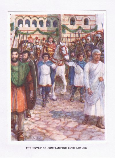 Konstantins inntreden i London, illustrasjon fra The Roman Soldier, 1928 av Amedee Forestier