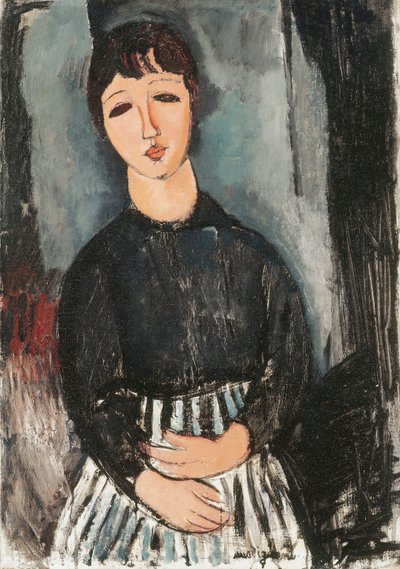 En tjener i et stripete forkle, 1916 av Amedeo Modigliani