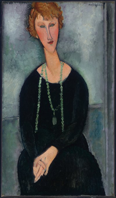 Kvinne med et grønt halskjede (Madame Menier) av Amedeo Modigliani