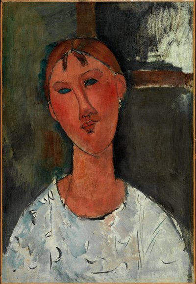 Pike i en hvit bluse, ca. 1915 (olje på lerret) av Amedeo Modigliani