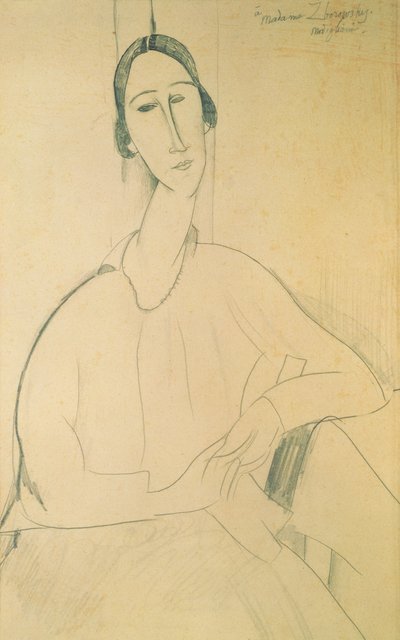 Hanka Zborowska, ca. 1917 (fargestift på papir) av Amedeo Modigliani