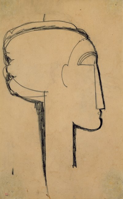 Head in Profile (kull på papir) av Amedeo Modigliani