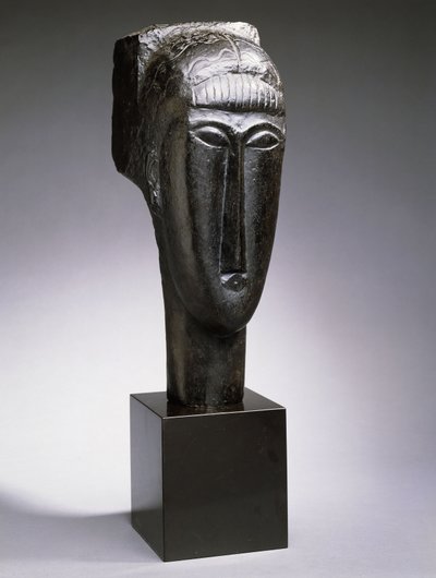 Hodet til en kvinne med frynser; Tete de Femme a la Frange, 1912 av Amedeo Modigliani