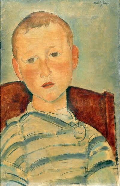 Gutt med stripet genser av Amedeo Modigliani