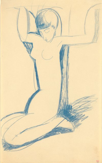 Knelende blå karyatid (Anna Akmatova av Amedeo Modigliani