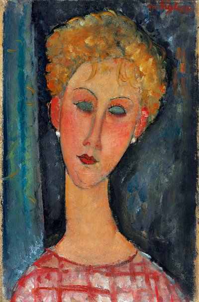 Blondinen med øredobber, 1918-1919 av Amedeo Modigliani