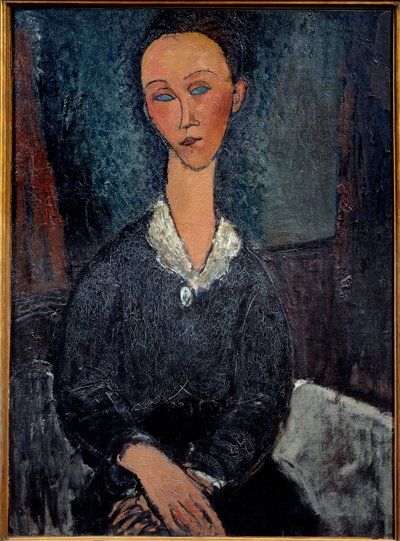 La woman au col blanc Maleri av Amedeo Modigliani (1884-1920) 20. århundre Sun. 0,92x0,6 m Grenoble, musee des Beaux Arts av Amedeo Modigliani