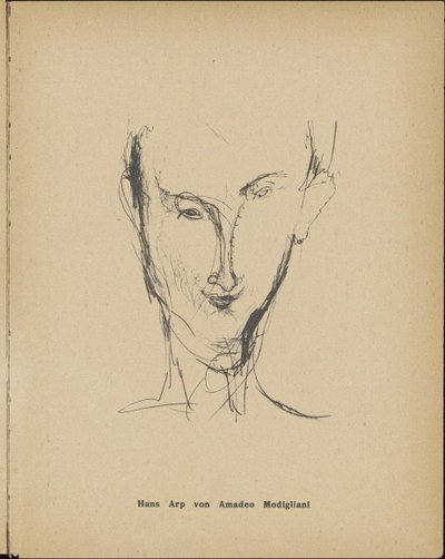 Portrett av Hans Arp 1886-1966, 1916. av Amedeo Modigliani