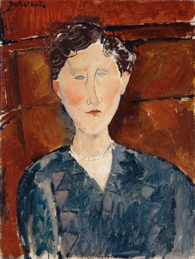 Portrett av en kvinne i en blå bluse, ca. 1916 av Amedeo Modigliani