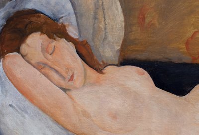 Liggende naken, høyre arm foldet under armen av Amedeo Modigliani