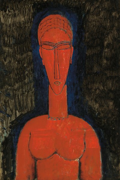 Rød byste, karyatid, 1913 av Amedeo Modigliani
