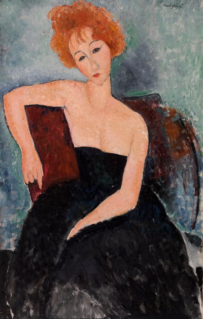 Rødhåret jente i aftenkjole av Amedeo Modigliani