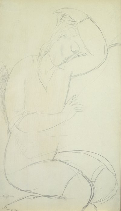 Sovende kvinne (blyant på papir) av Amedeo Modigliani
