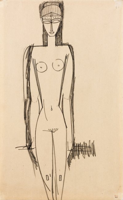Stående naken; Nu debout, ca. 1910-1911 av Amedeo Modigliani