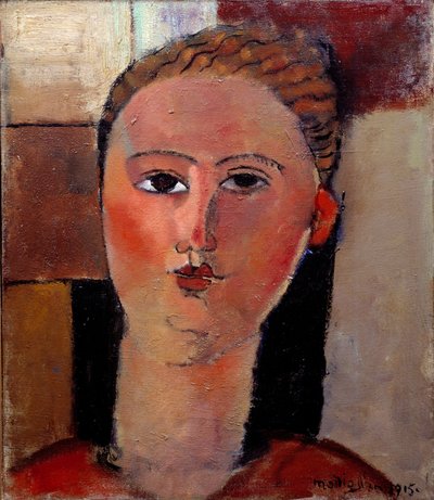 The Redhead Girl Painting av Amedeo Modigliani (1884-1920) 1915 Søn. 0,40 x 0,36 m Paris, Musee de l'Orangerie av Amedeo Modigliani