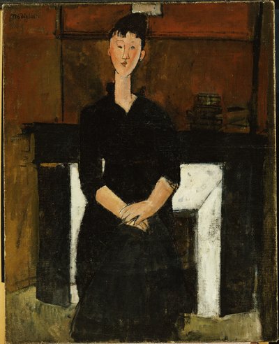 Kvinne ved en peis, 1915 av Amedeo Modigliani