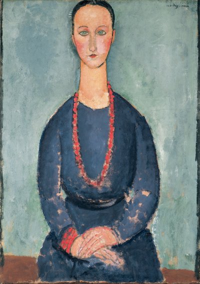 Kvinne med et rødt halskjede, 1918 av Amedeo Modigliani