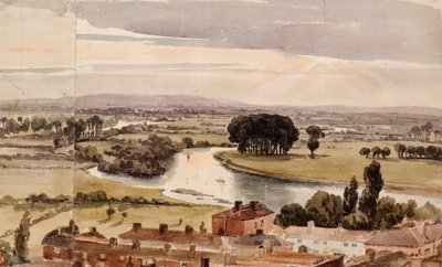 Panoramautsikt over landskapet, ca. 1804 (akvarell) av Amelia Long