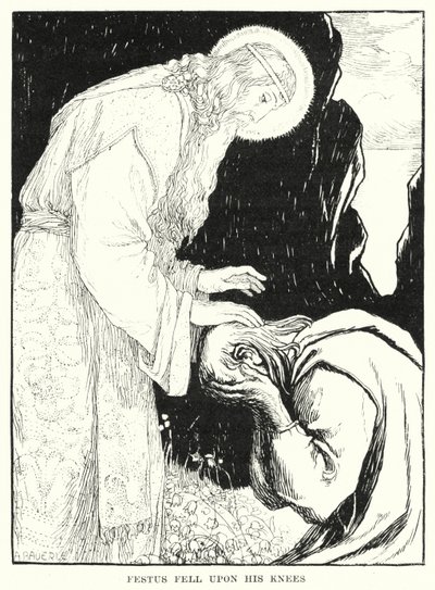 Festus falt på kne (gravering) av Amelia M. (attr.to) Bowerley or Bauerle