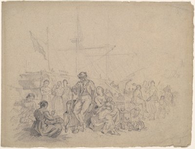 Havnescene av American 19th Century