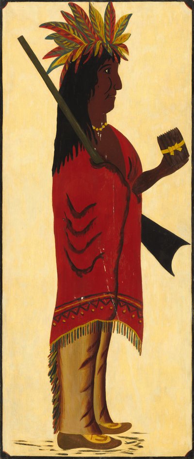 Indisk tobakksbutikkskilt [revers, indisk vendt mot høyre] av American 19th Century