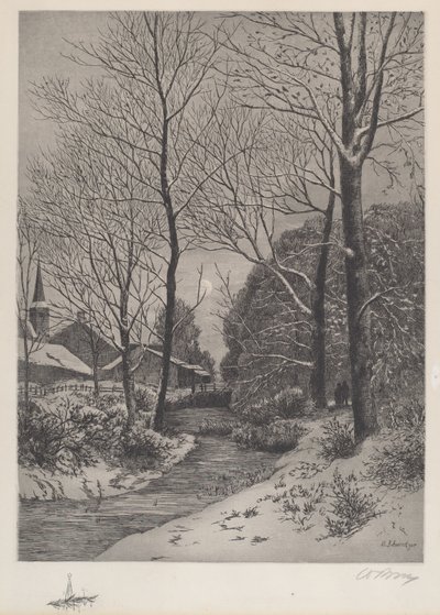 Månebelyst spasertur om vinteren av American 19th Century