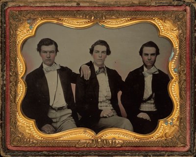 Portrett av tre unge menn av American 19th Century